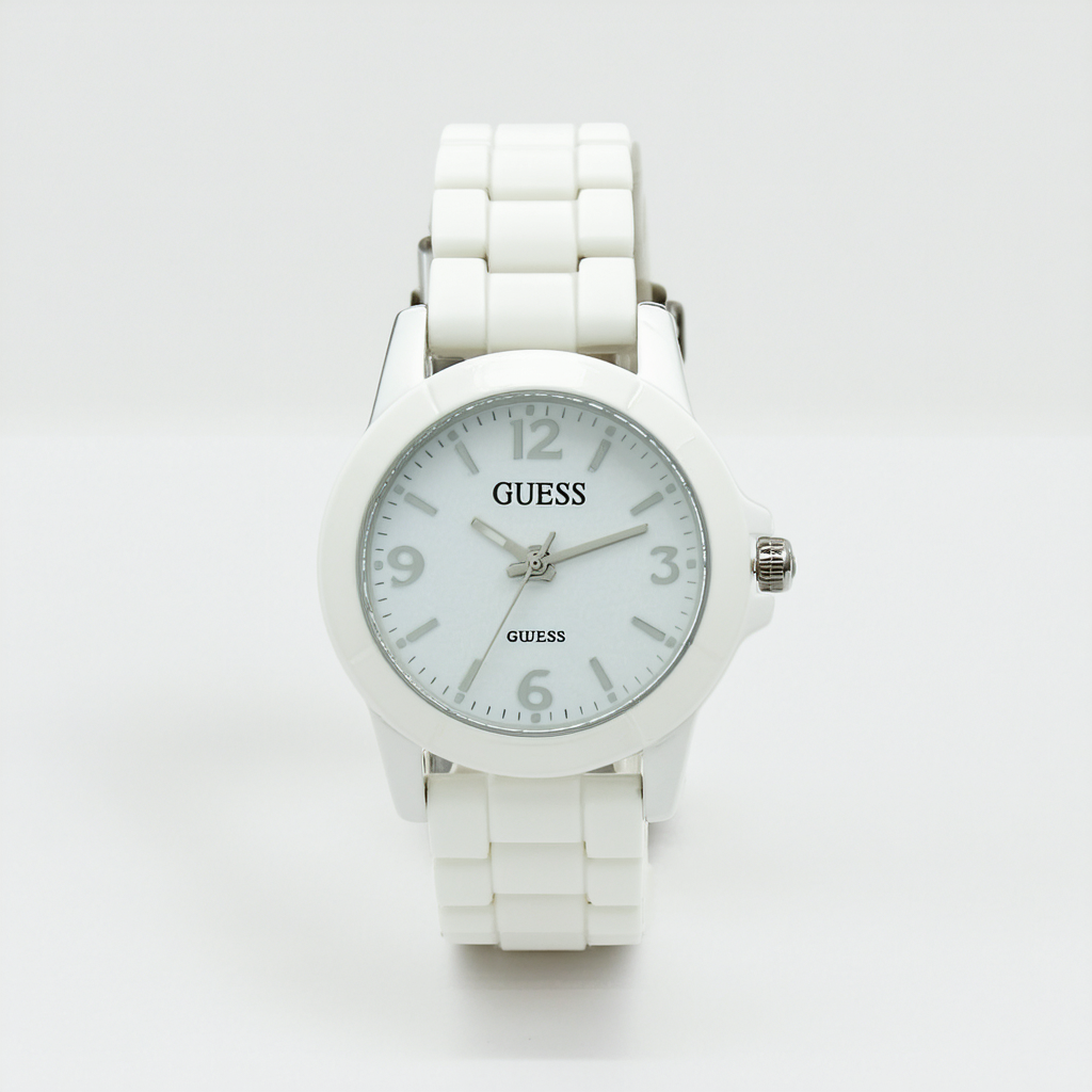 Guess Ladies White Silicone Strap Watch W0327L1