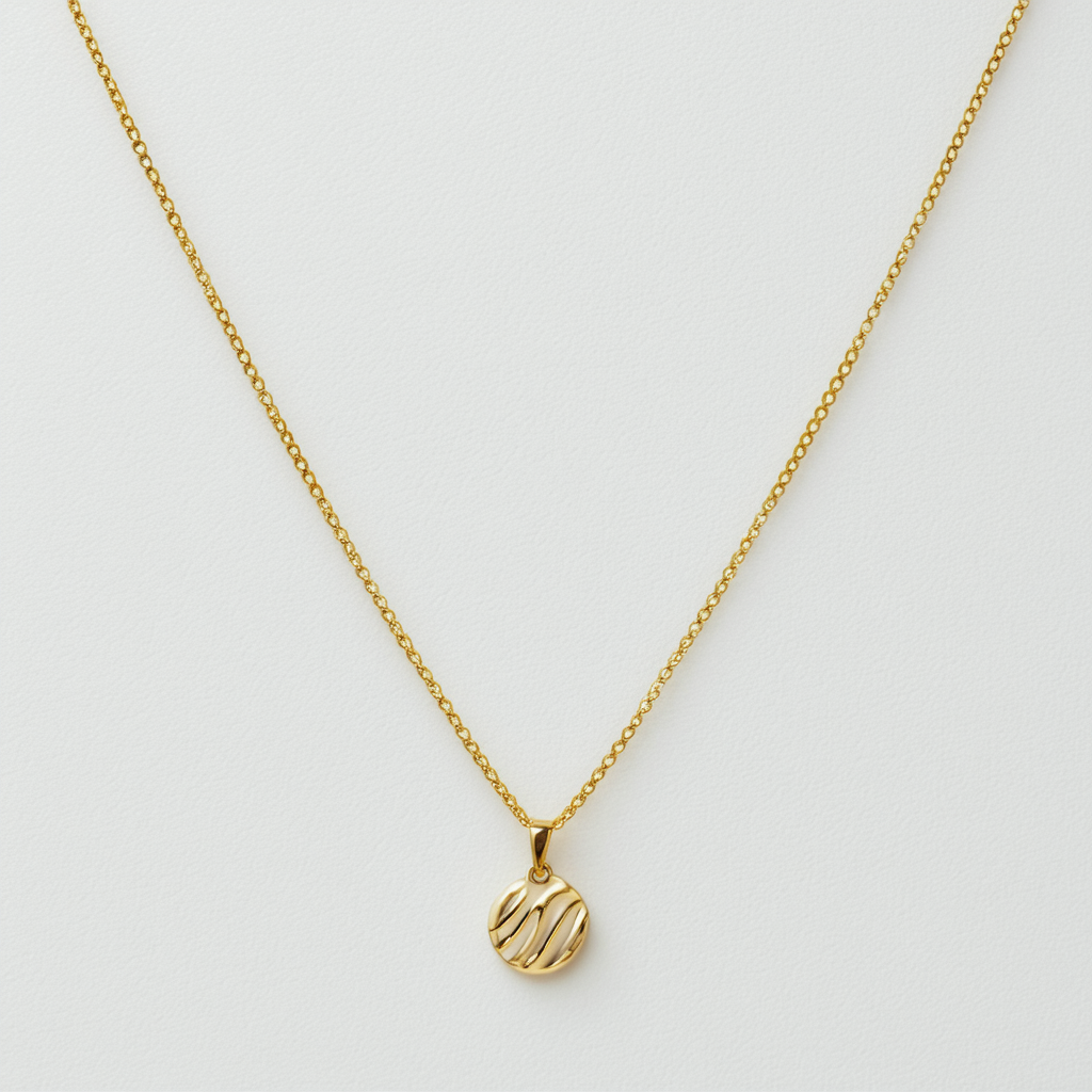 Amazon Collection 18k Gold Plated Sterling Silver Line Etched Pendant Necklace , 18"