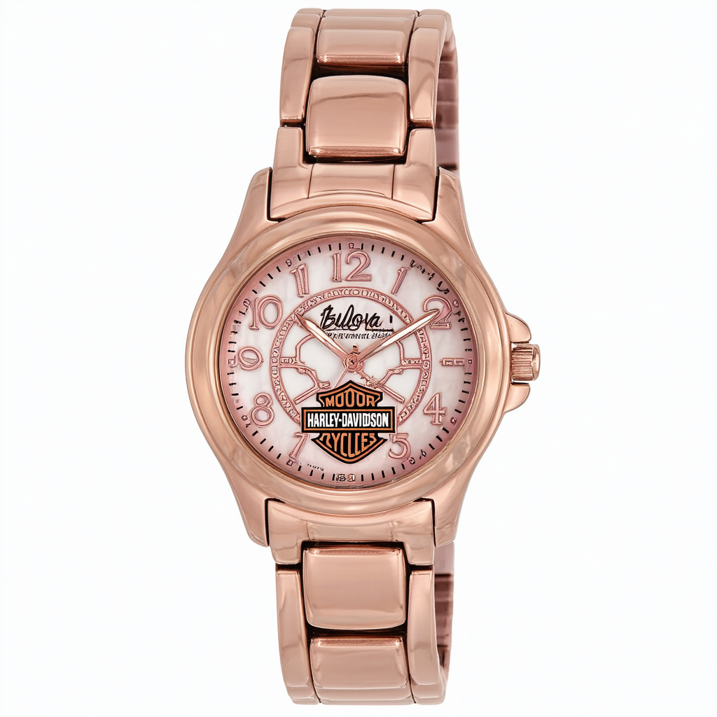 Harley-Davidson Women's Bulova Rose Faced Wrist Watch 78L115