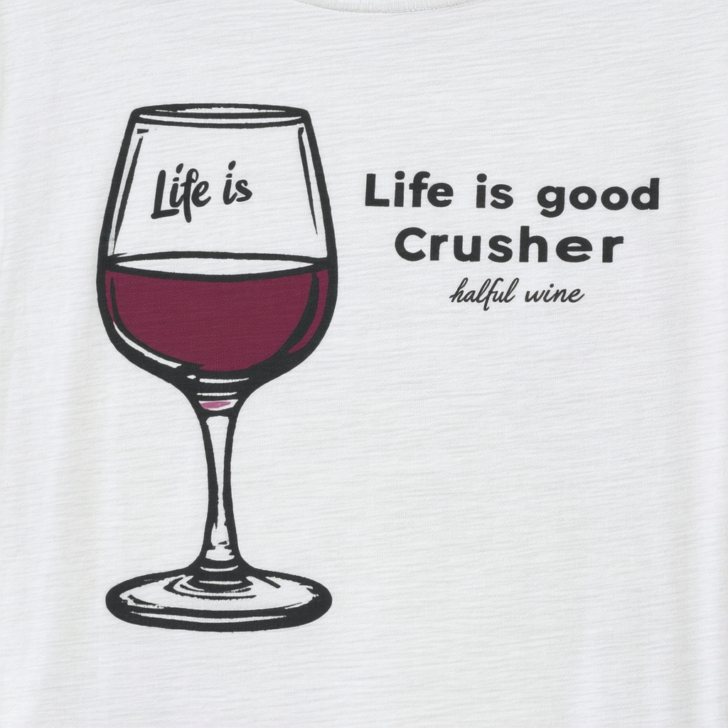 Life is Good Women's Crusher Half Full Wine Glass Tee