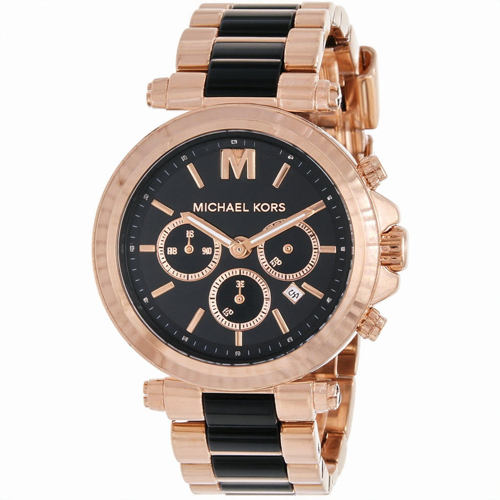 Michael Kors Women's Mini Emery Watch, Rose Gold/Black, One Size