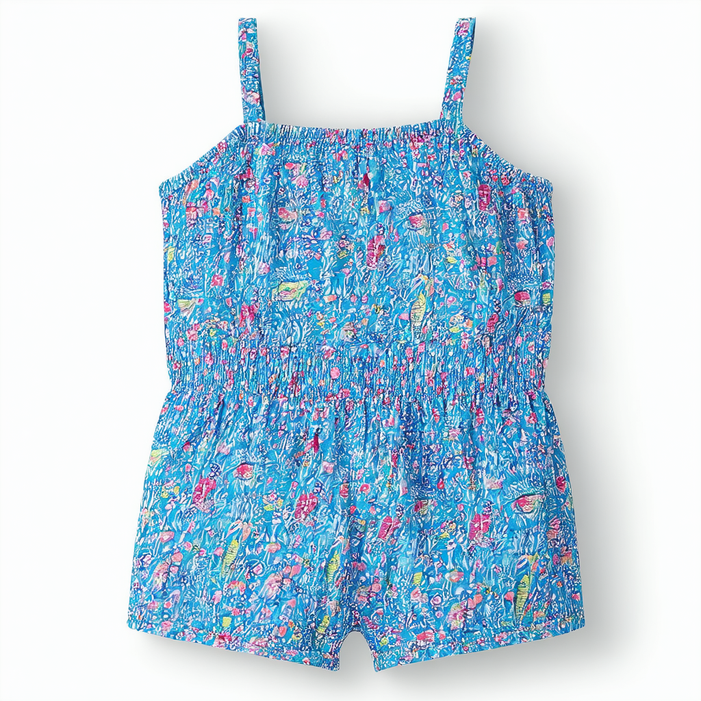 Nautica girls Girl's Cold Shoulder Printed Romper