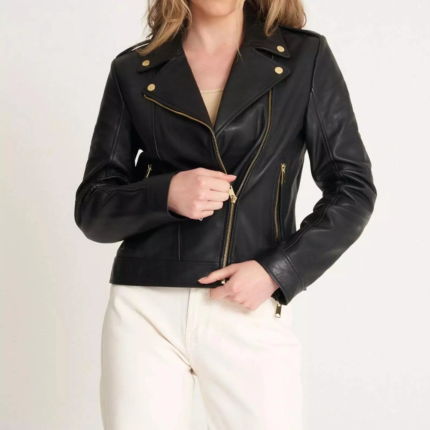 High-Fashion Leatherwear with Military Epaulettes