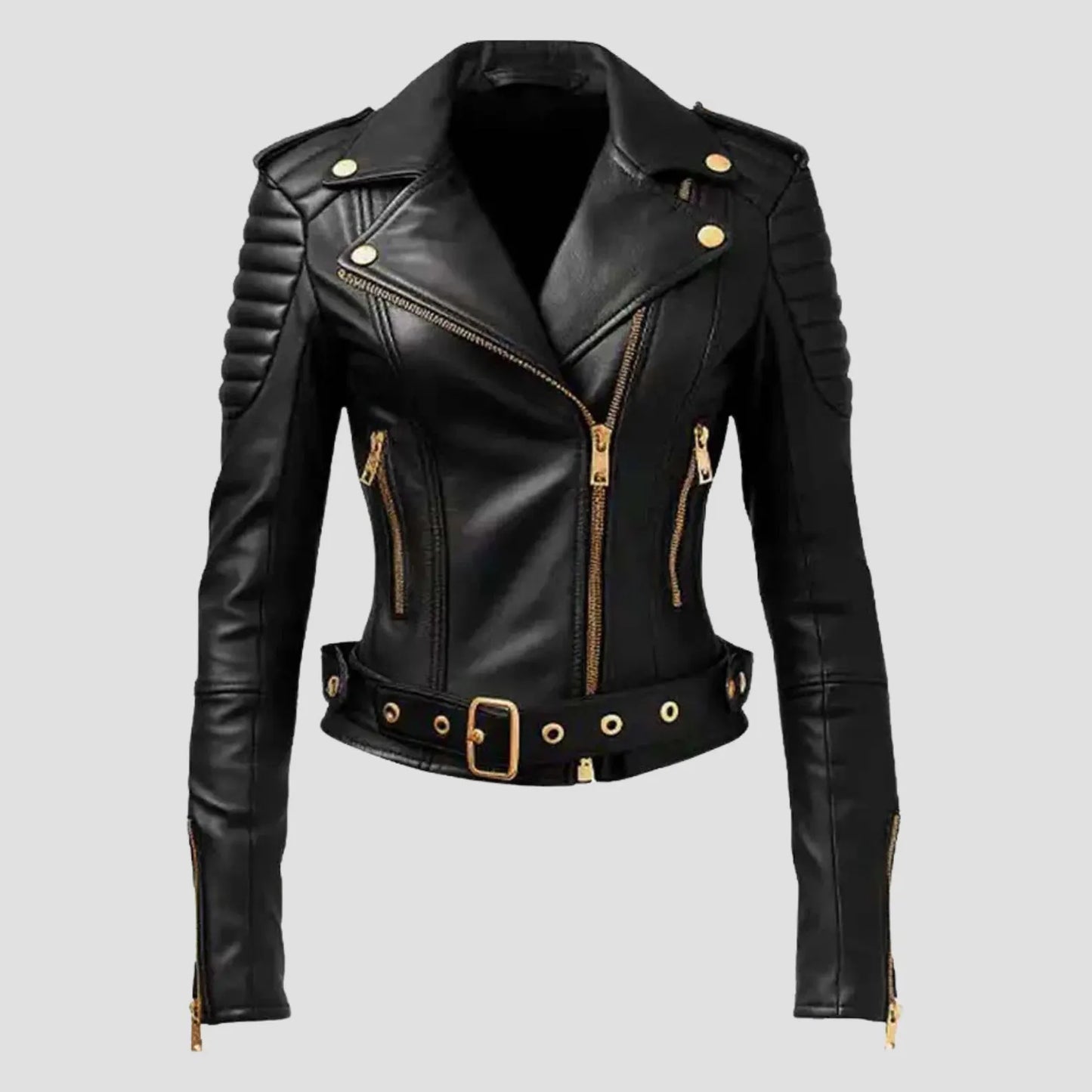 Premium Glossy Leather Top Layer with Belt Detail