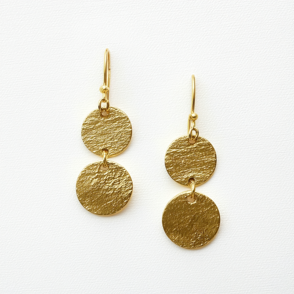 Golden Dangle Round Disc Earrings
