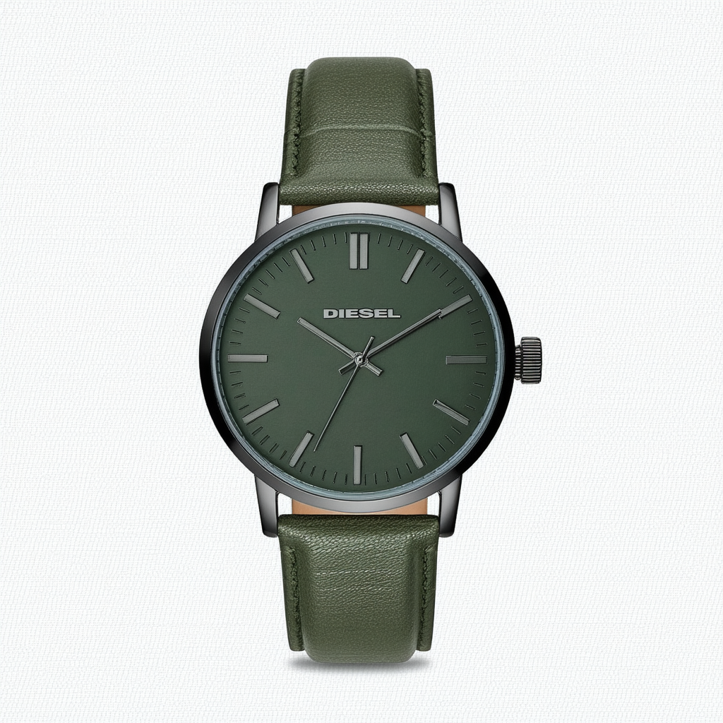 Diesel Men's 'Machinus NSBB' Quartz Stainless Steel and Green Leather Casual Watch (Model: DZ1735)