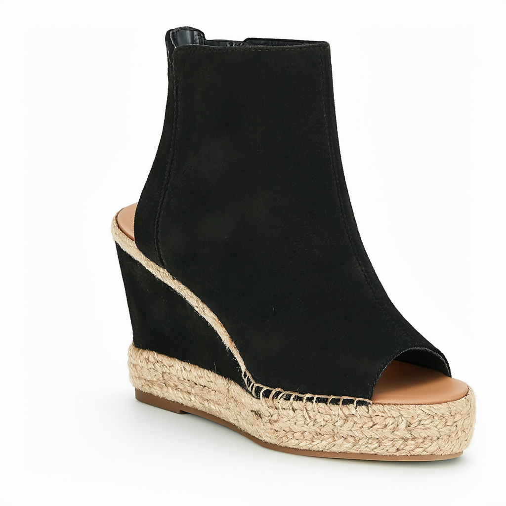 Steve Madden Women's Barre Espadrille Wedge Sandal, black Suede, 9.5 M US