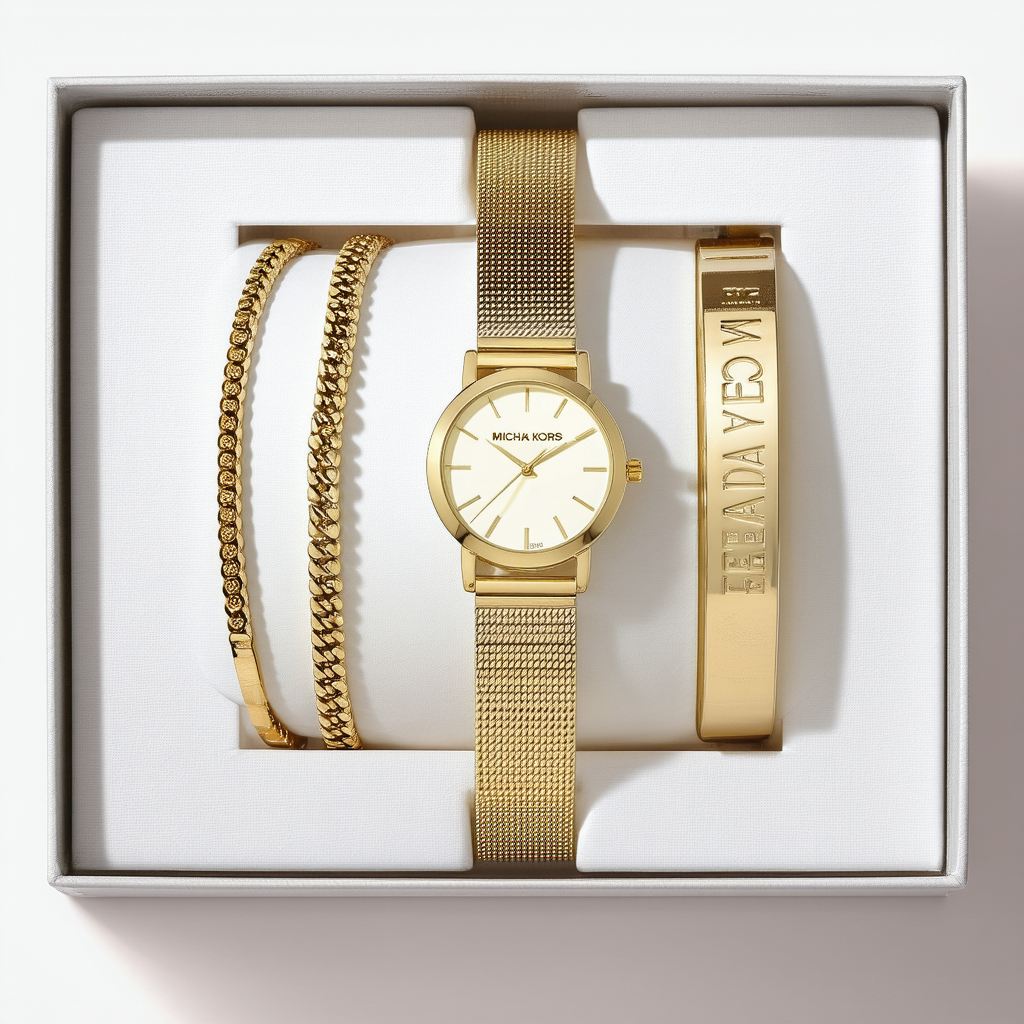 Michael Kors Women's Kacie Gold-Tone Watch and Bracelet Gift Set MK3568