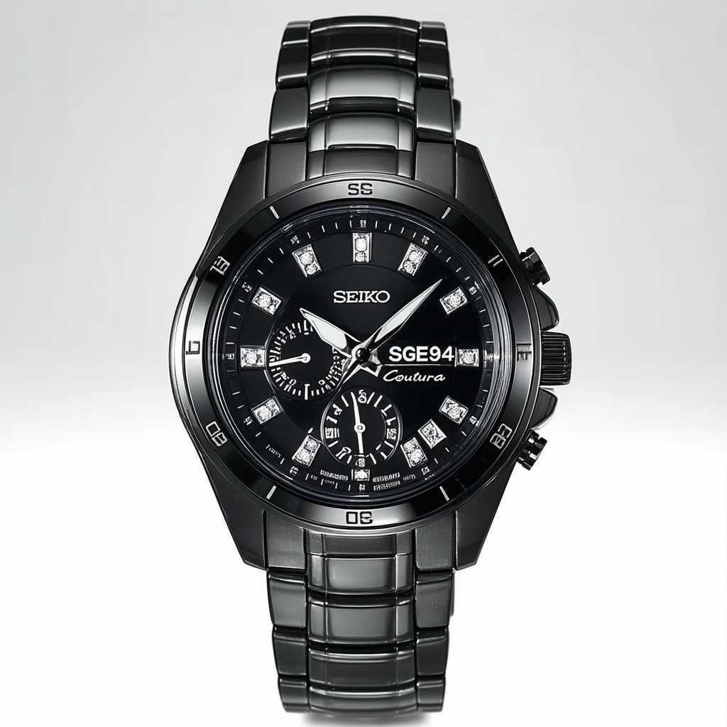 Seiko Men's SGED94 Coutura Diamond Black Ion Watch