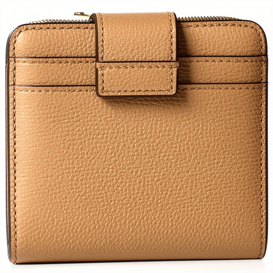 Michael Kors Genuine Leather Zip Around Za Continental Wallet Sand