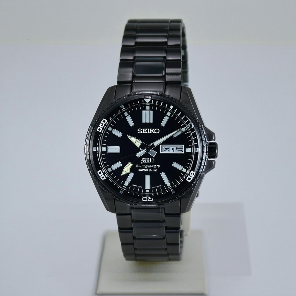 Seiko 5 Automatic Black Dial Black PVD Mens Watch SRP429