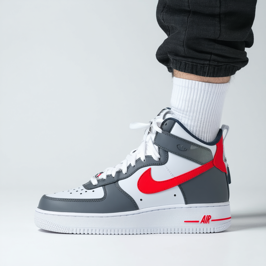 NIKE Air Force 1 High '07 Grey/Red 315121-019