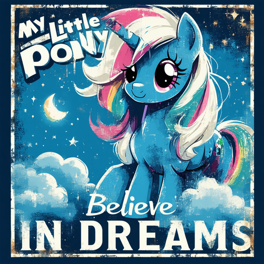 My Little Pony Retro Believe in Dreams Unisex Adult Front Only Sublimated T Shirt for Men and Women
