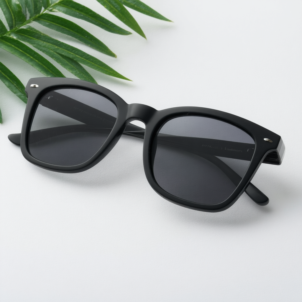 Eco-Friendly Genuine Bamboo Clear Lens Horn Rimmed Sunglasses (Matte Black)