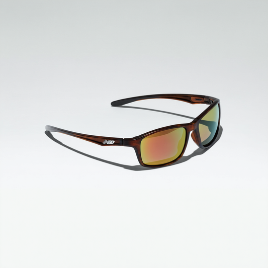 New Balance Sun NB 939-2 Sunglasses, Shiny Dark Demi, Polarized Brown with Silver Flash Mirror