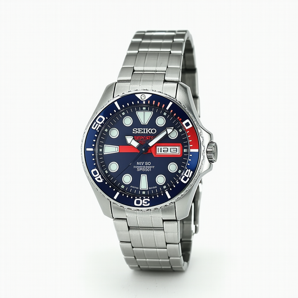 Seiko Sports Military Blue and Red Watch SRP303J1