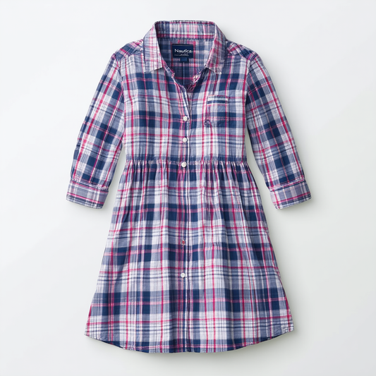 Nautica Girls' Rayon Plaid Shirtdress
