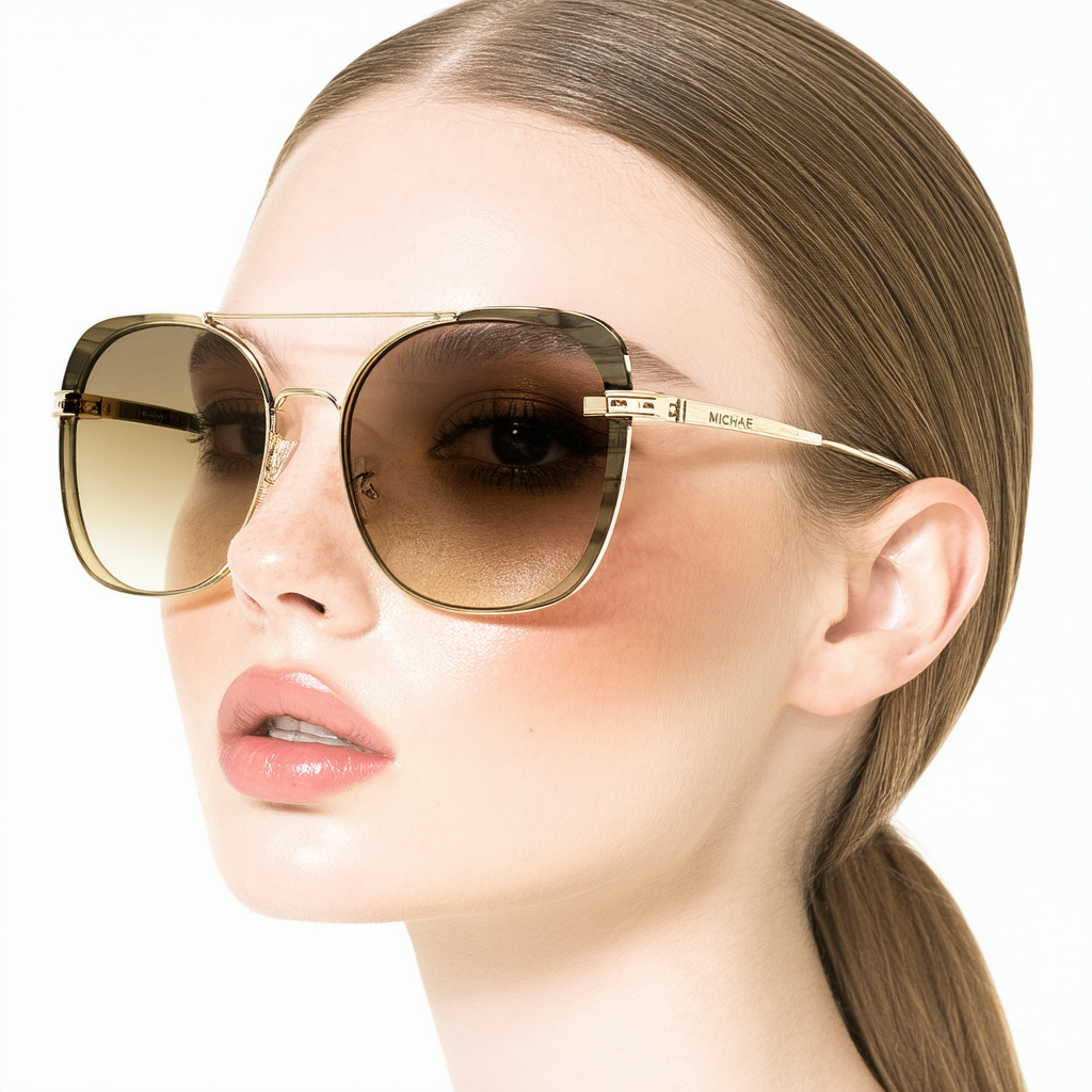 Michael Kors MK1045-1014A5 Sunglasses SAN DIEGO Light Gold w/KHAKI HIBISCUS GRADIENT 56mm