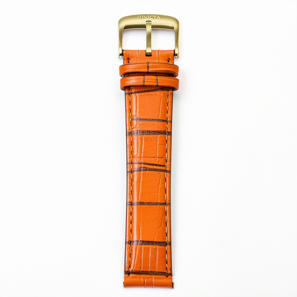 Invicta Genuine Ladies 16mm Orange Satin Ribbed Leather Watch Strap IS531