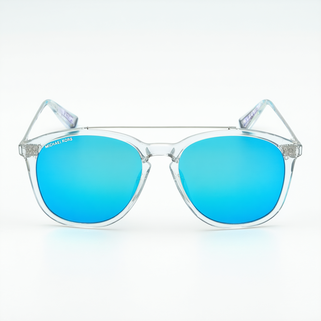 Michael Kors MK1010-110525 Sunglasses ADRIANNA I CLEAR/SILVER w/TEAL MIRROR 54mm