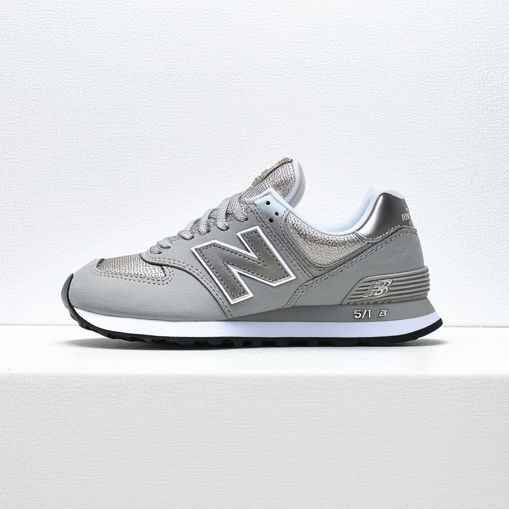 New Balance Women's 574 V1 Precious Metals Sneaker, Silver, 7.5 B US