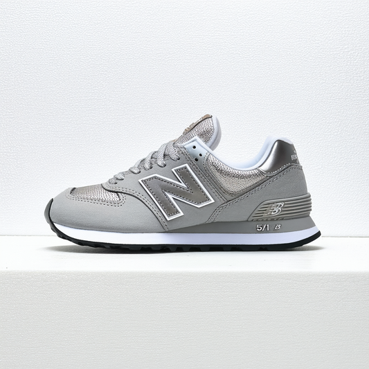 New Balance Women's 574 V1 Precious Metals Sneaker, Silver, 7.5 B US