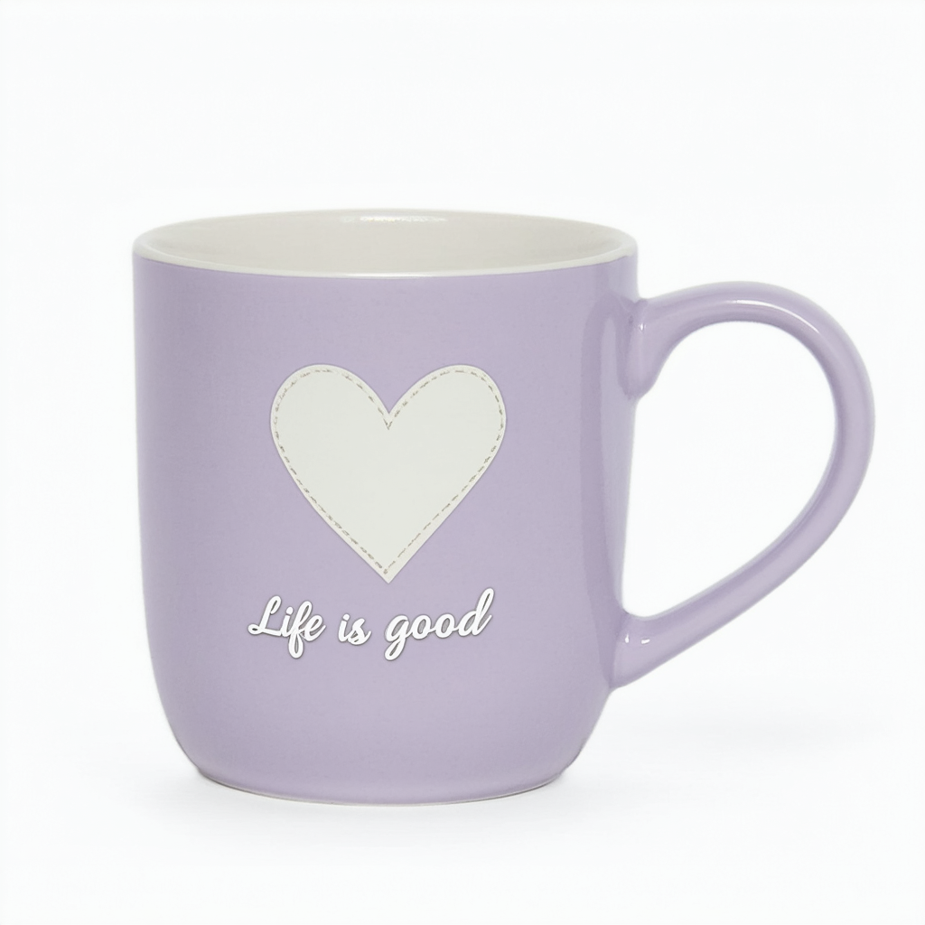 Life is good Women's Everyday Heart Flag Mug (Icy Lilac)