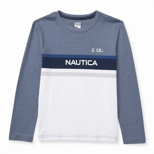 Nautica Boys' Long Sleeve Graphic Crew Neck T-Shirt Legacy