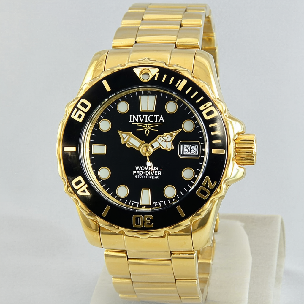Invicta Women's 15328 "Pro-Diver" 18k Gold Ion-Plated Dive Watch