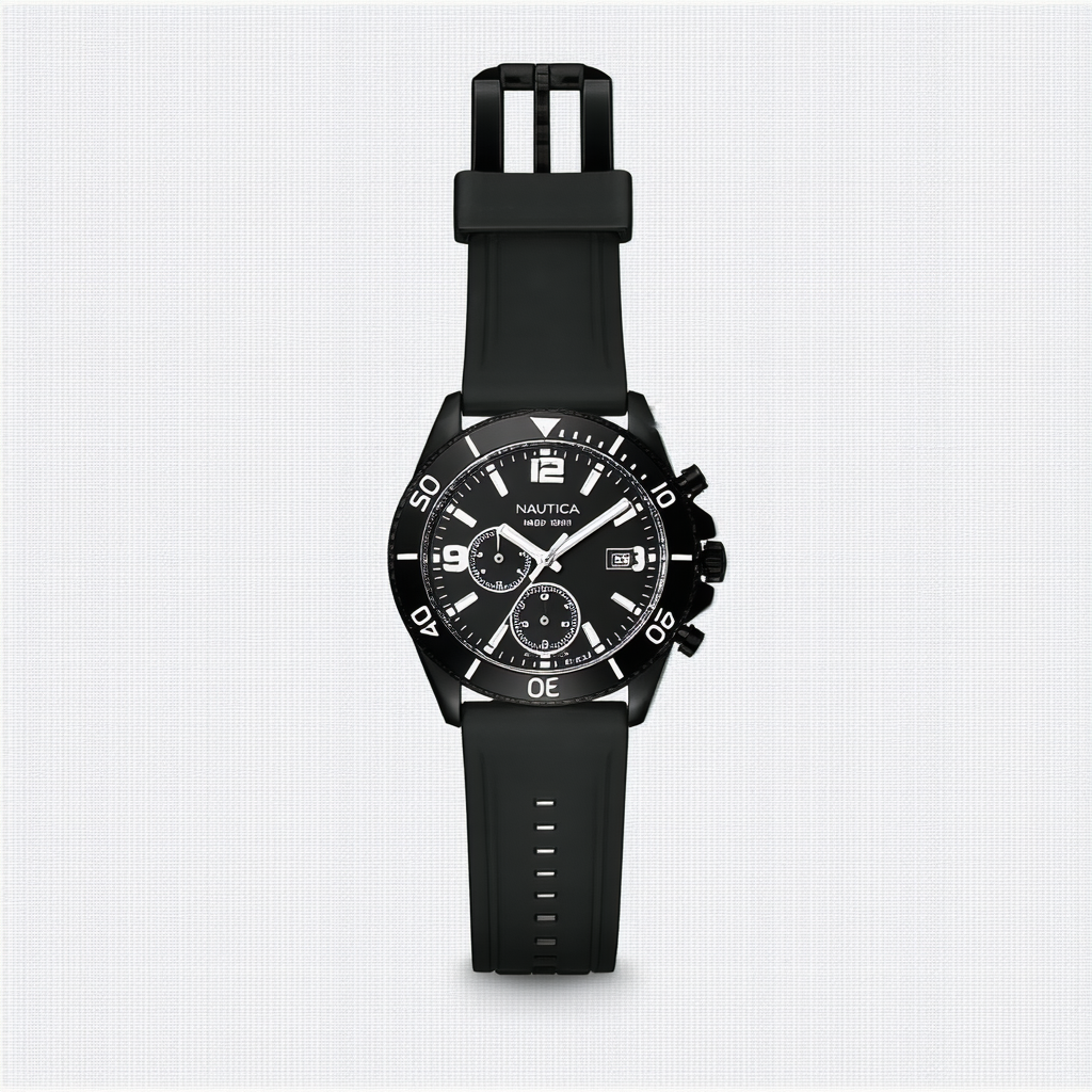 Nautica Men's NAD17502G BFD 100 Multi Analog Display Japanese Quartz Black Watch