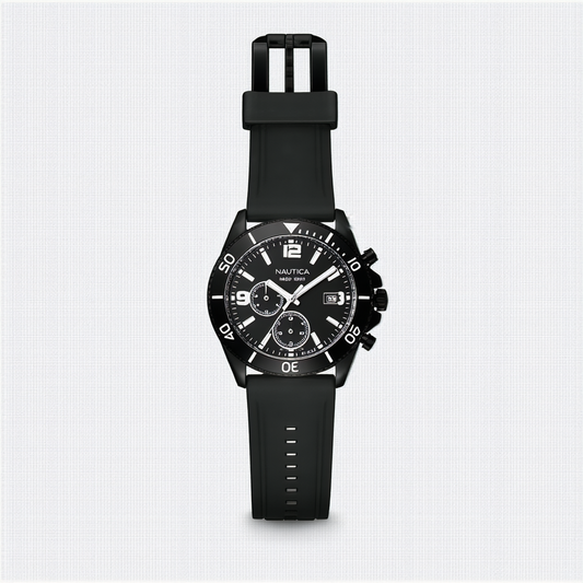Nautica Men's NAD17502G BFD 100 Multi Analog Display Japanese Quartz Black Watch