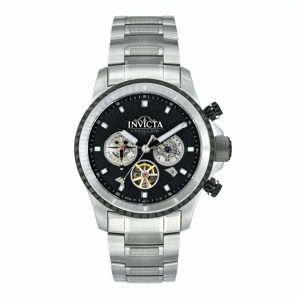 Invicta Men's 20194 S1 Rally Mechanical 3 Hand Silver, Black Dial Watch