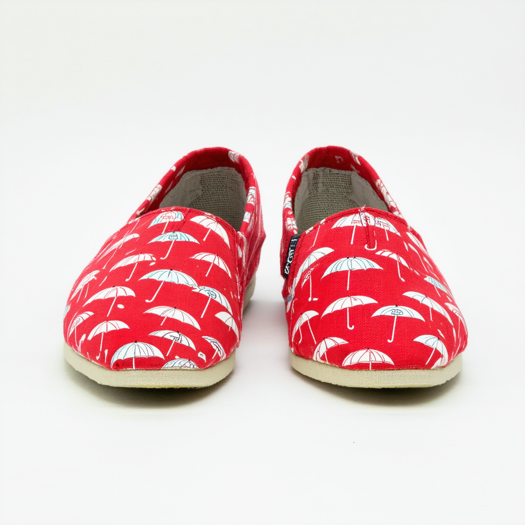 TOMS Women's Canvas Classics Red Umbrella Print Size 8.5