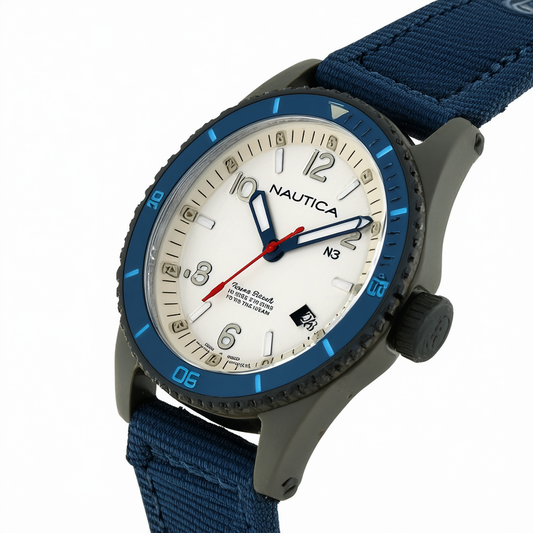 Nautica N83 Loves The Ocean Men's Sand Fabric Strap Watch (Model: NAPLSS014)