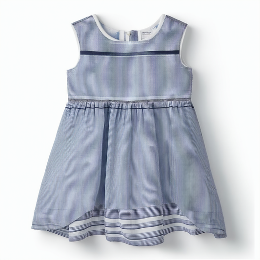 Nautica Girls' Toddler Stripe Chiffon Dress,with Asymmetrical Hem