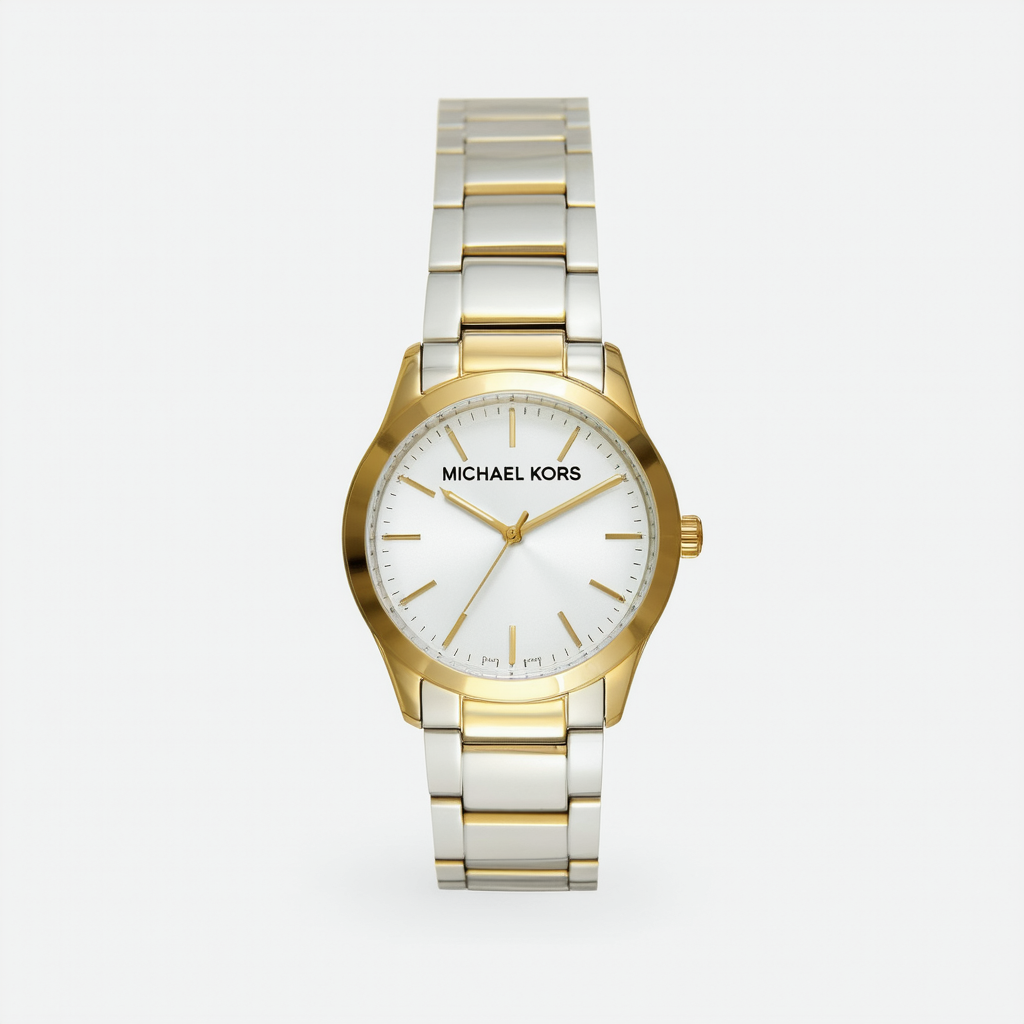 Michael Kors Watches Slim Runway Three Hand Stainless Steel Watch (Gold/White)