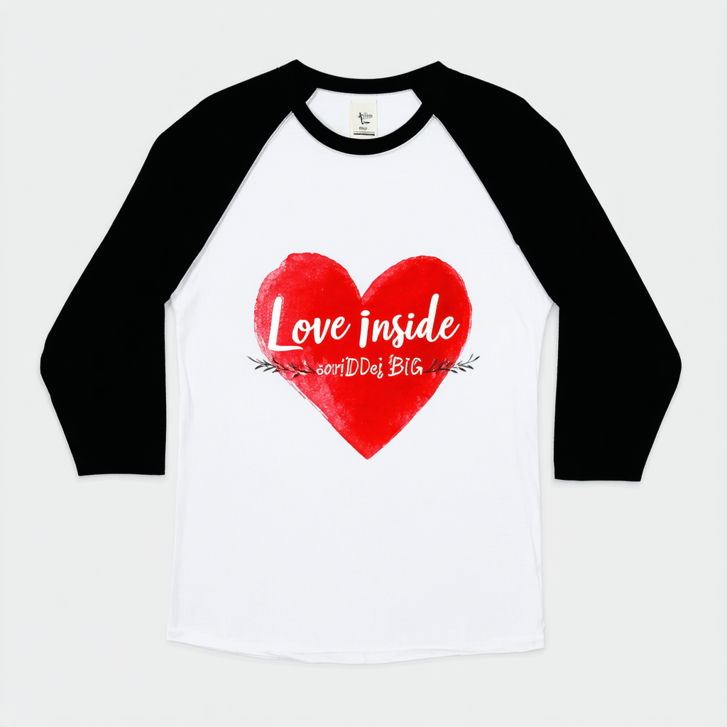 Threadrock Script Love Inside Big Red Heart Unisex Raglan T-Shirt