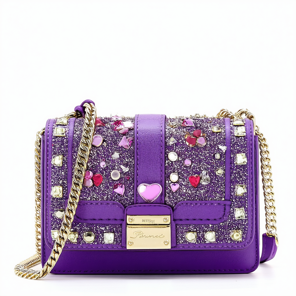 Betsey Johnson Charmed Mini Flap Crossbody, Purple