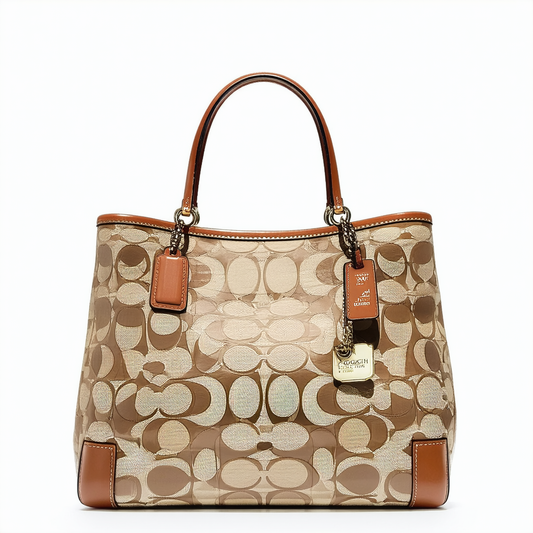 NEW AUTHENTIC COACH OP ART CHARM CONVERTIBLE SHOULDER TOTE HANDBAG 14841