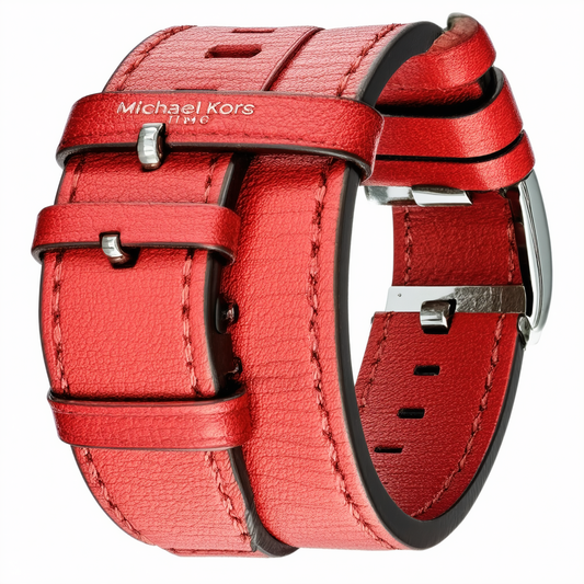 Michael Kors Women's Sofie Leather Strap, Red, 18 (Model: MKT9080)