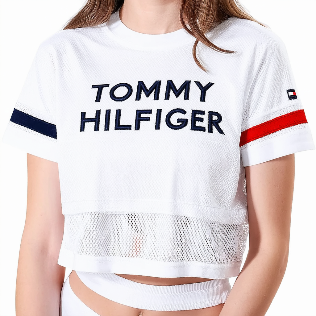 Tommy Hilfiger Women's Crop Vault Mesh Varsity Tee