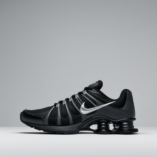 Nike Men's Shox NZ Black/Black/Mtllc Slvr/Drk Gry Running Shoe 9.5 Men US