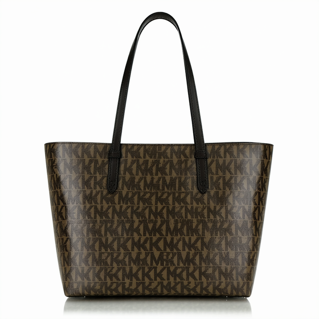 MICHAEL Michael Kors Women's Morgan Medium Tote PVC Logo Brown Handbag