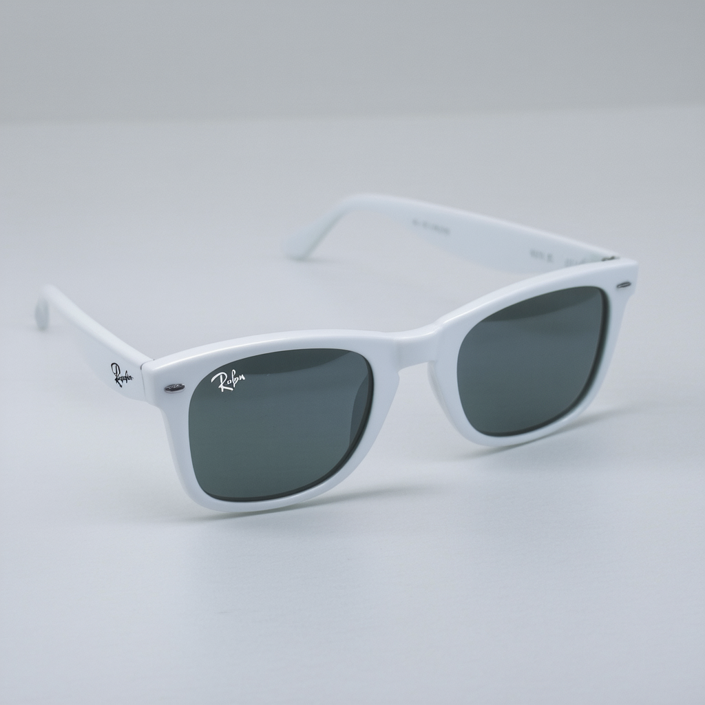 Ray Ban RB2140 Wayfarer Sunglasses-1116/3Q White And Text (Azure Lens)-50mm