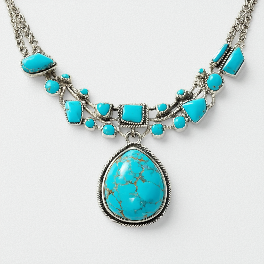 Lucky Brand Gem Bazaar Turquoise Double-Layer Pendant Necklace, 20" + 2" Extender