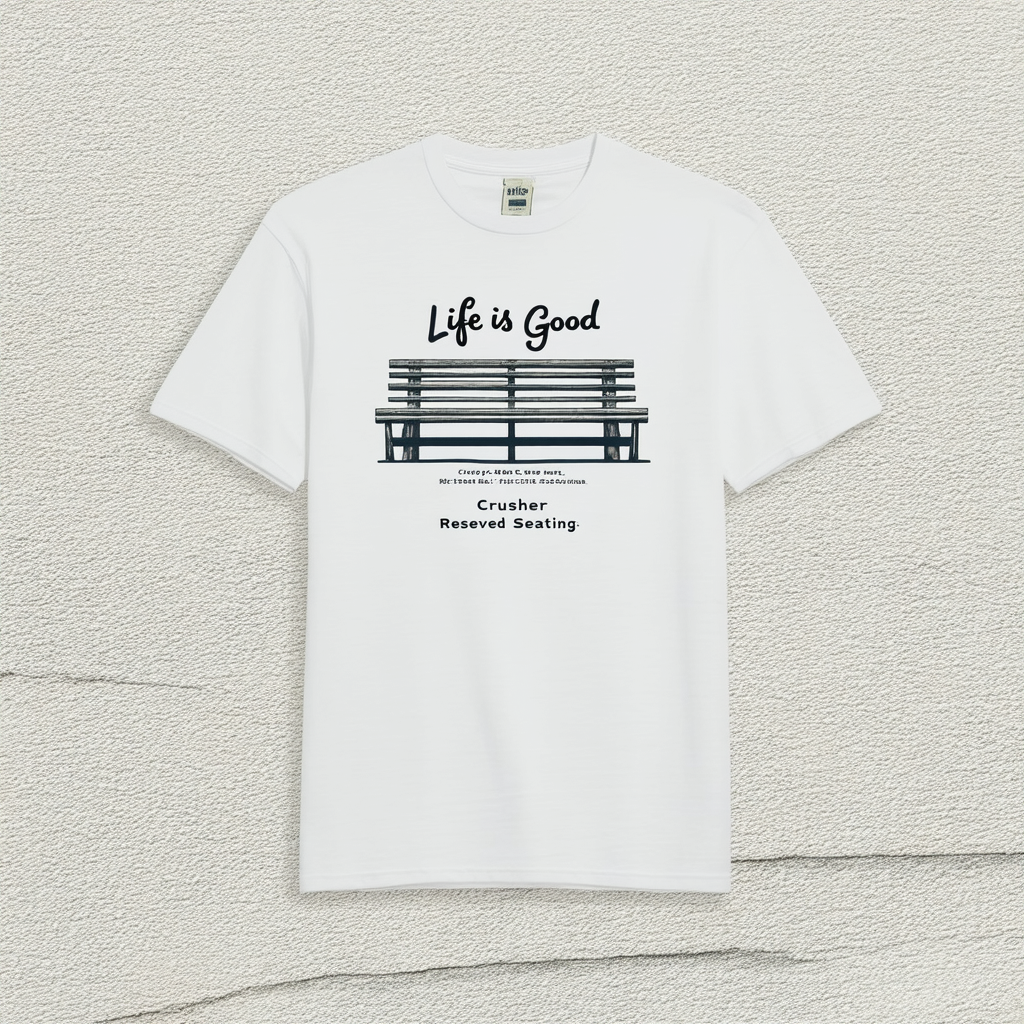 Life is Good Men's Crusher Reserved Seating T-Shirt (Putty White)