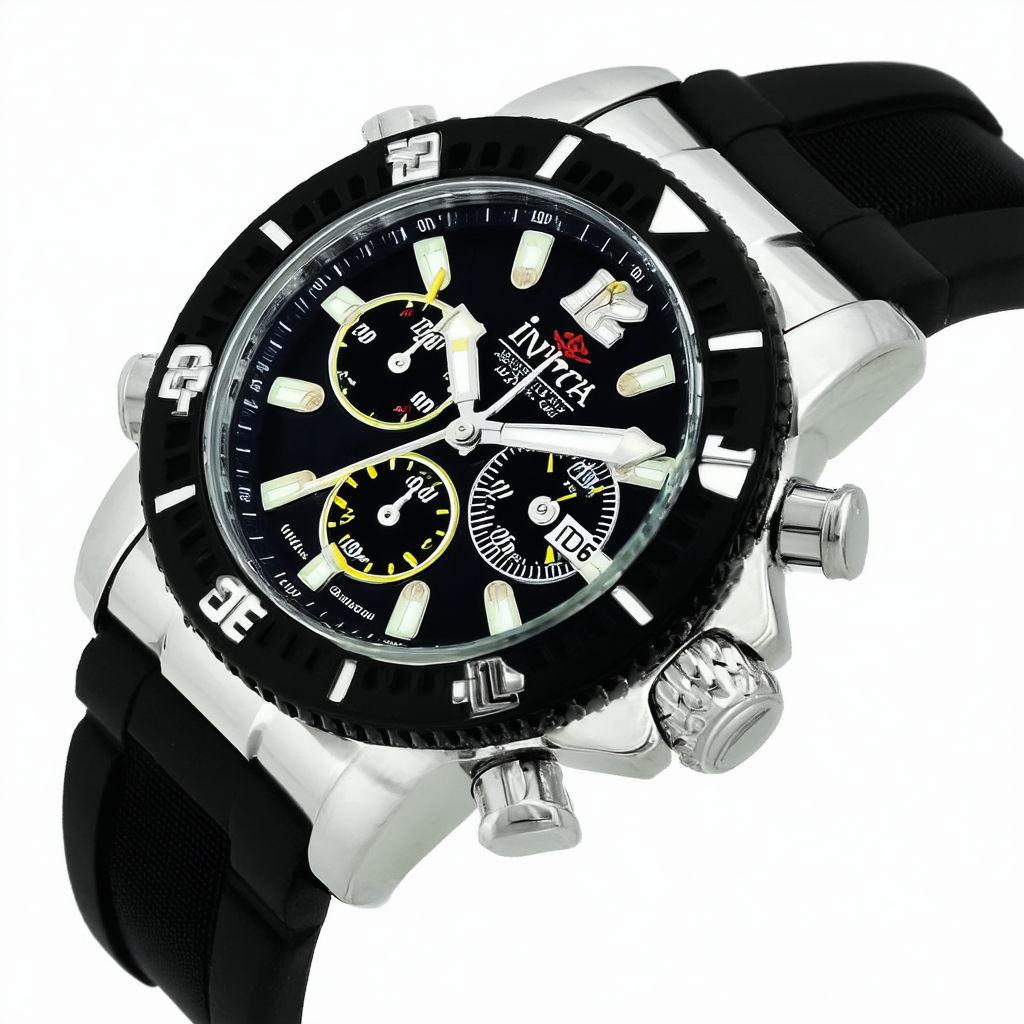 Invicta Men's F0062 Russian Diver Collection Chronograph Stainless and Black Rubber Watch