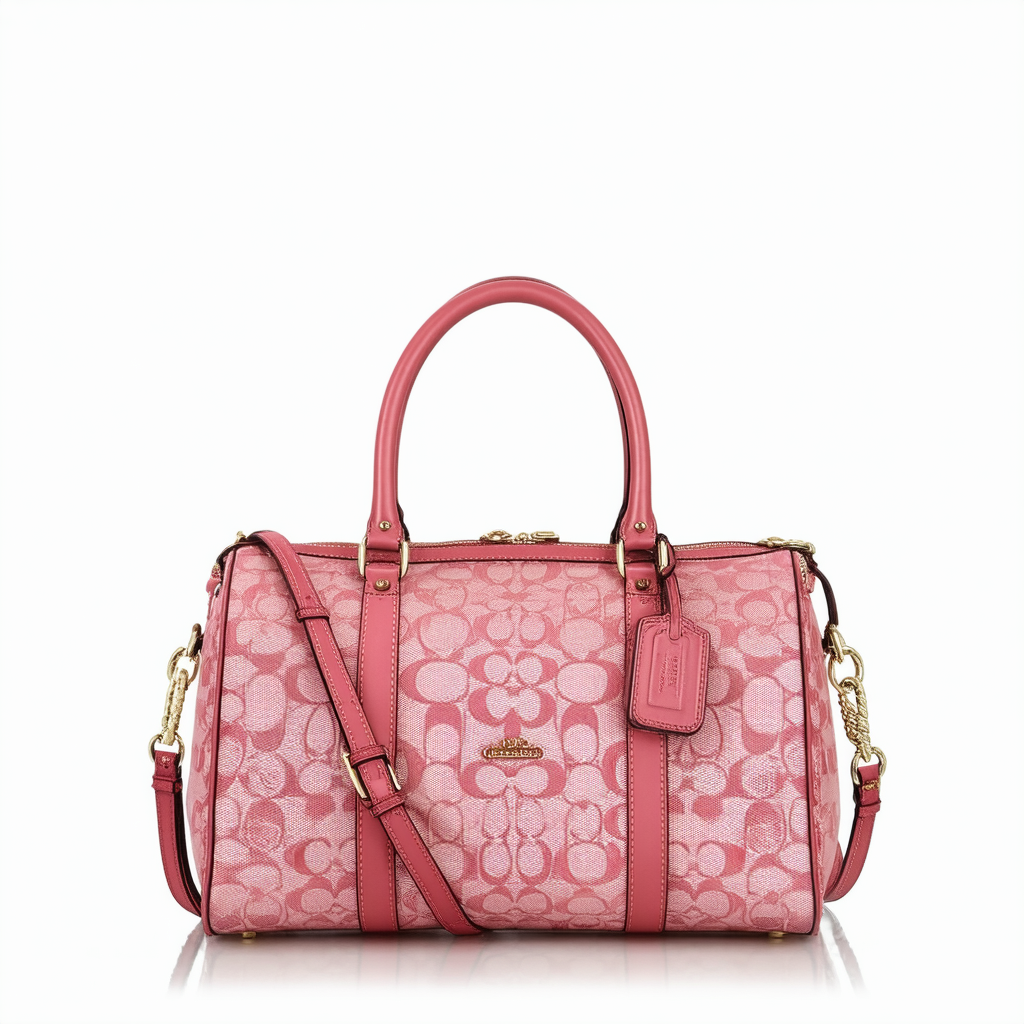 Coach Signature Large Ashley Convertiable Shoulder Duffle Bag Purse 15440 Peony
