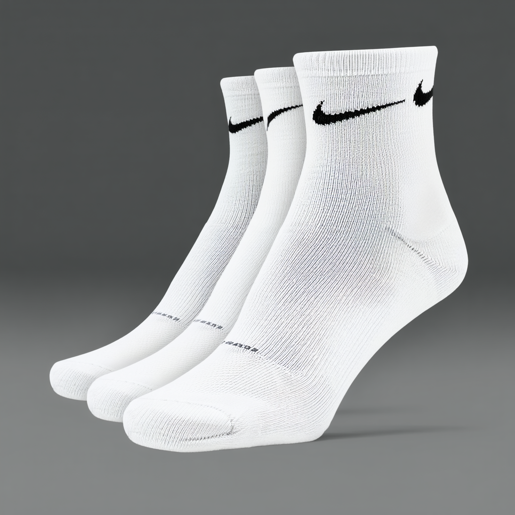 Nike Dri-FIT Cotton Adult Quarter Crew Socks - 3 Pack White Size Large Men's shoe size 8-12
