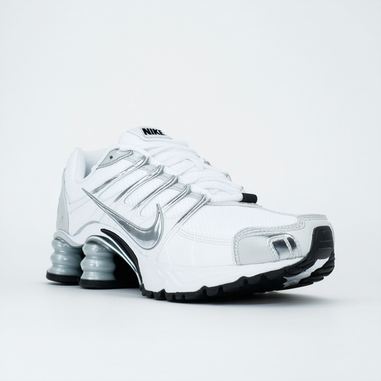 Nike Men's Shox NZ EU White/Metallic Silver/Black Running Shoe 10 Men US